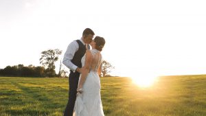 Bride & Groom sunset kiss at Shilstone House, Plymouth