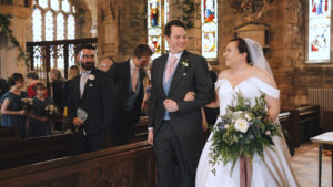 Bride & Groom leaving st Andrew's church after their wedding ceremony readings, Ashburton
