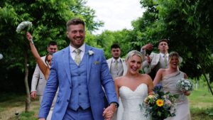 A capture of bride and groom from cinematic wedding film